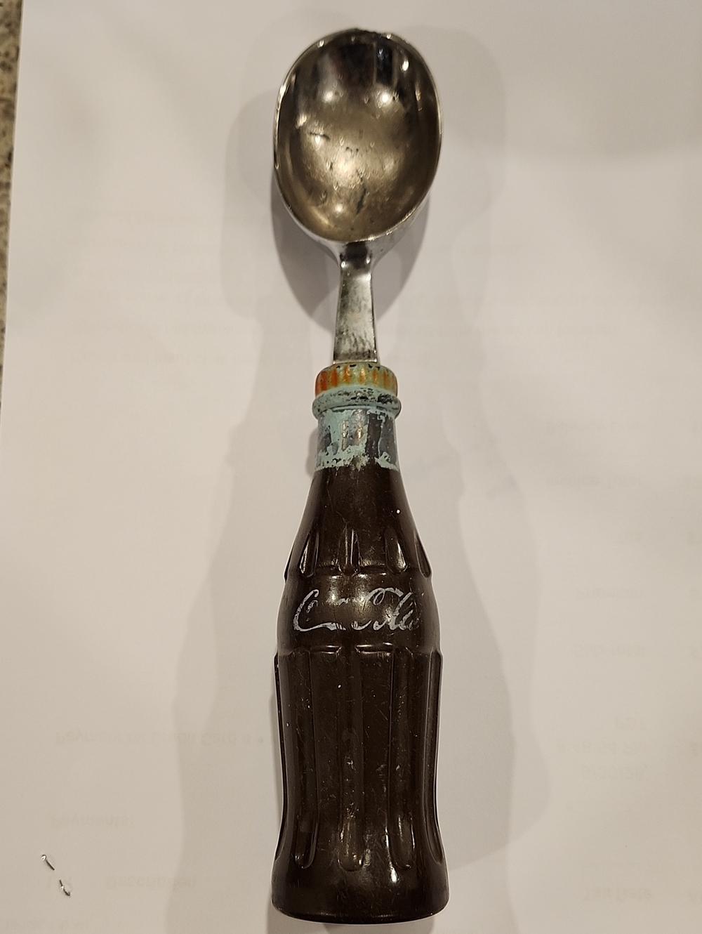 Coca Cola Bottle Handle Ice Cream Spoon - Brown/Metal